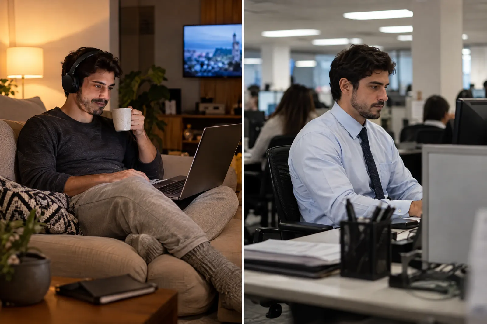 Comparativo entre a rotina de trabalho remoto e a rotina presencial